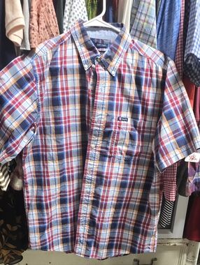 Chaps Men’s Short-Sleeve Plaid Button-Down Shirt MEDIUM